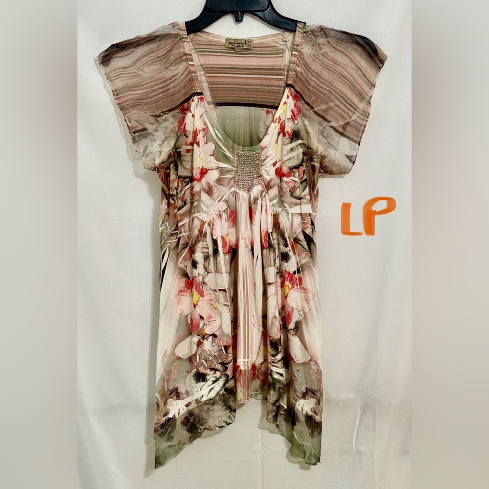 ONE WORLD Floral Blouse Multicolor Elegant Design